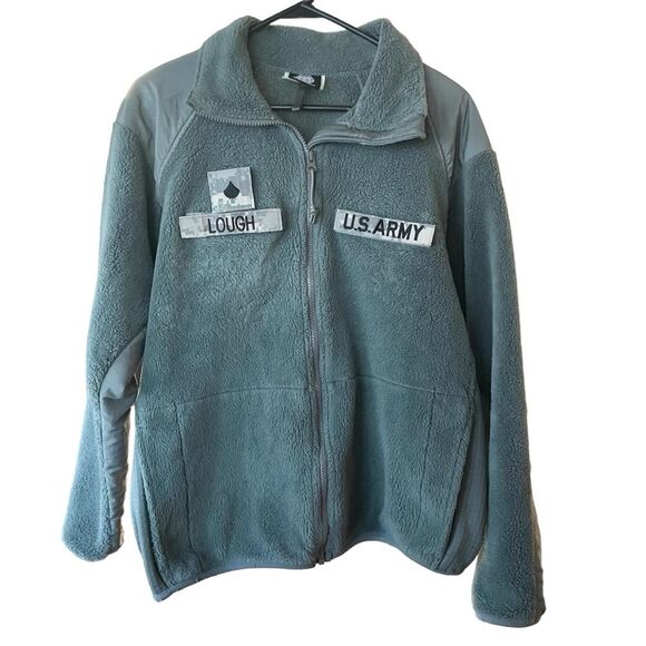 Military Style Army Fleece Jacket Polartec Zip Up Fuzzy USA Green Unisex Medium - Picture 1 of 16